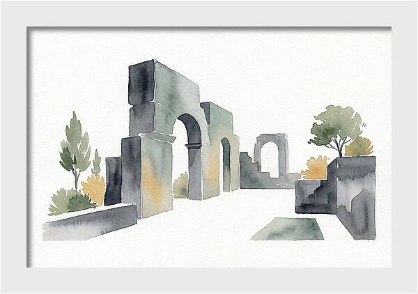 Stone Ruins In Watercolor