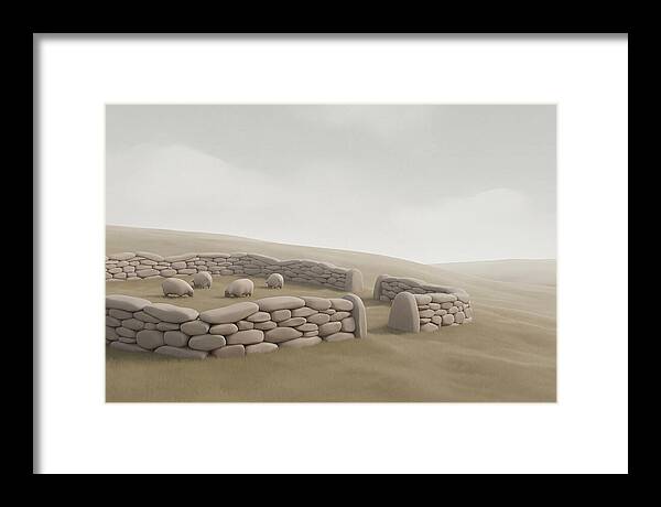Stone Sheep Pen In Serene Landscape