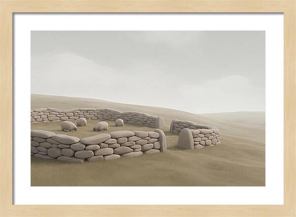 Stone Sheep Pen In Serene Landscape