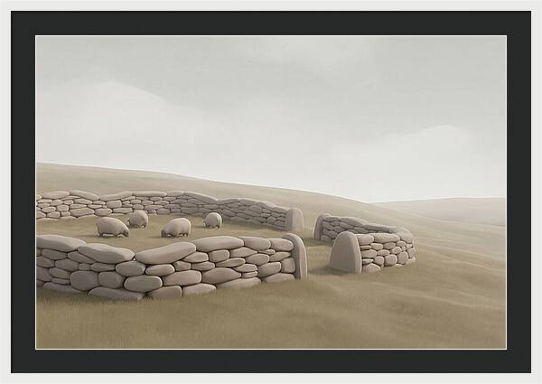 Stone Sheep Pen In Serene Landscape