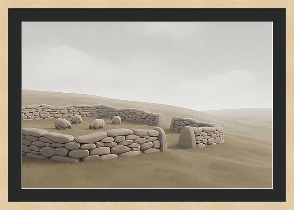 Stone Sheep Pen In Serene Landscape