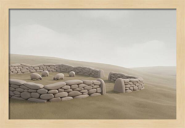 Stone Sheep Pen In Serene Landscape
