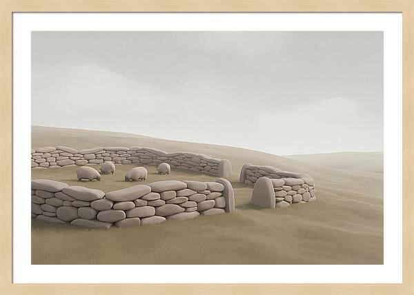 Stone Sheep Pen In Serene Landscape