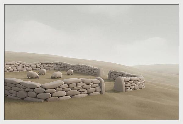 Stone Sheep Pen In Serene Landscape