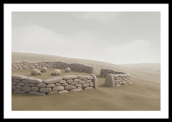 Stone Sheep Pen In Serene Landscape