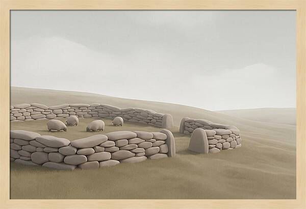 Stone Sheep Pen In Serene Landscape