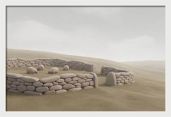 Stone Sheep Pen In Serene Landscape