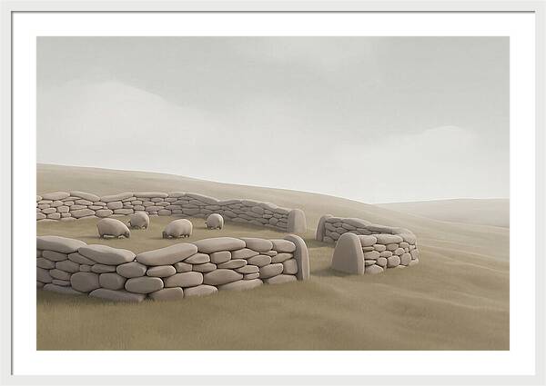 Stone Sheep Pen In Serene Landscape