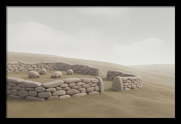 Stone Sheep Pen In Serene Landscape