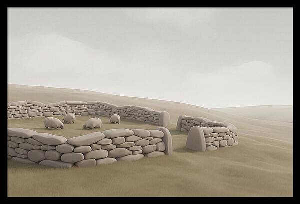 Stone Sheep Pen In Serene Landscape
