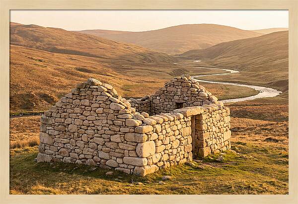 Stone Shepherds Bothy At Dusk