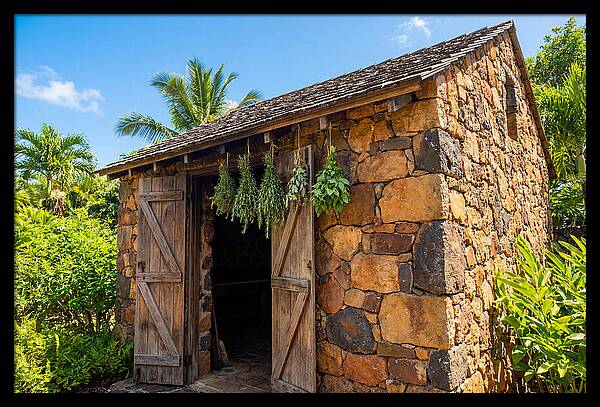 Stone Smoke House With Hanging Herbs
