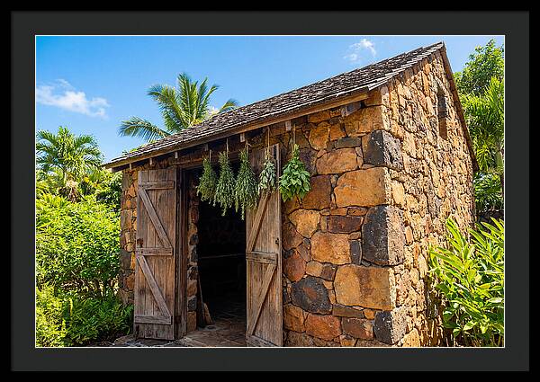 Stone Smoke House With Hanging Herbs