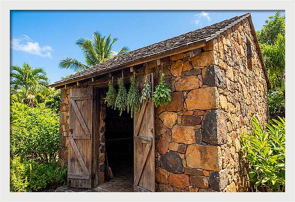Stone Smoke House With Hanging Herbs