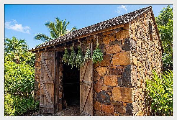 Stone Smoke House With Hanging Herbs