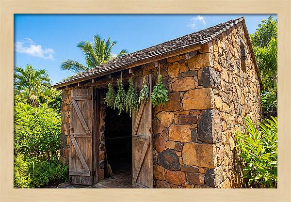 Stone Smoke House With Hanging Herbs