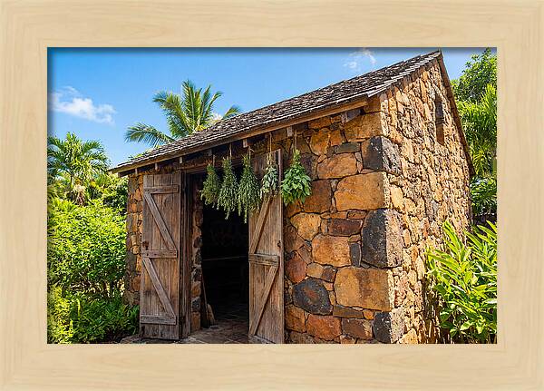 Stone Smoke House With Hanging Herbs