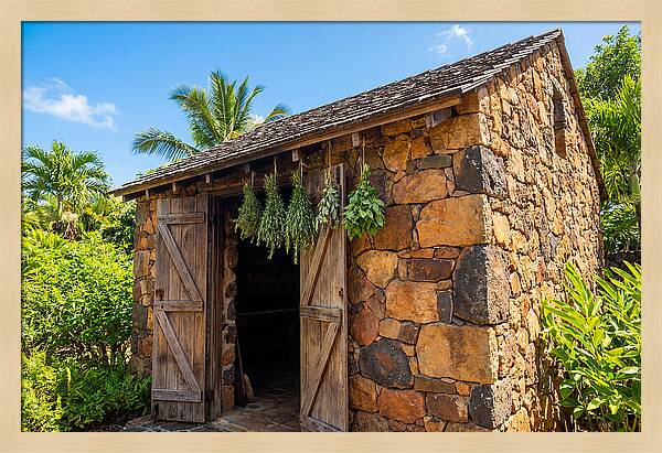 Stone Smoke House With Hanging Herbs