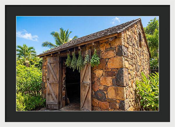 Stone Smoke House With Hanging Herbs