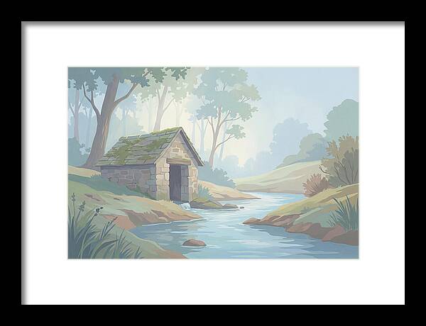 Stone Springhouse Over Clear Running Brook