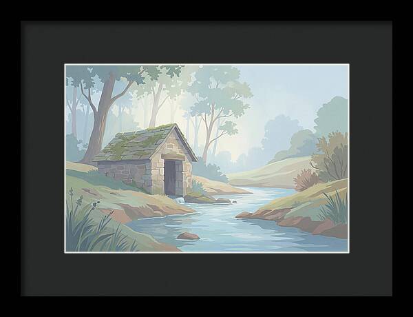 Stone Springhouse Over Clear Running Brook