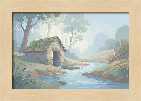 Stone Springhouse Over Clear Running Brook