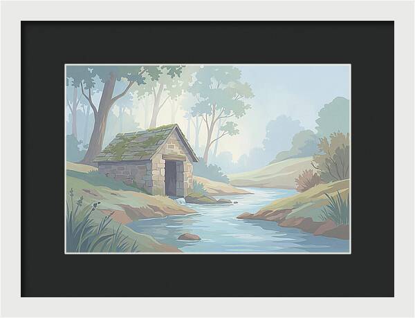 Stone Springhouse Over Clear Running Brook