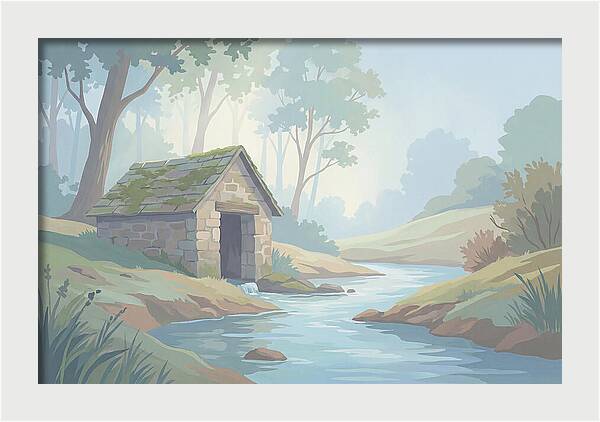 Stone Springhouse Over Clear Running Brook