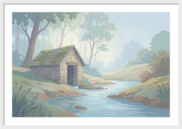 Stone Springhouse Over Clear Running Brook