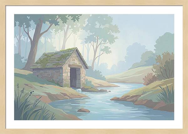 Stone Springhouse Over Clear Running Brook