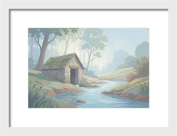 Stone Springhouse Over Clear Running Brook