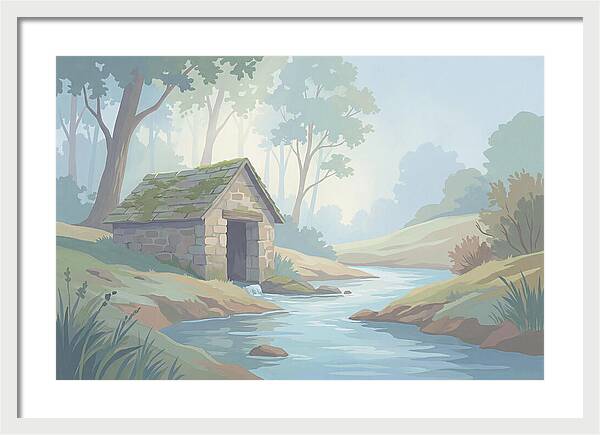 Stone Springhouse Over Clear Running Brook
