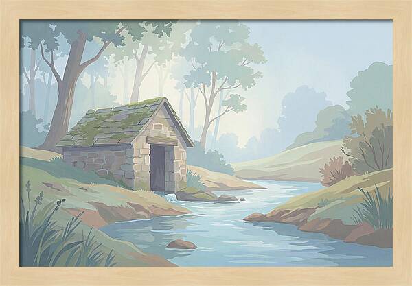 Stone Springhouse Over Clear Running Brook