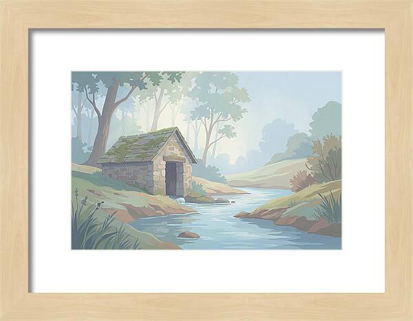 Stone Springhouse Over Clear Running Brook