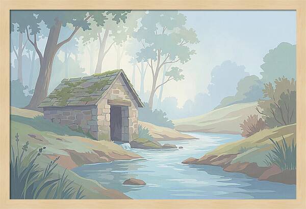 Stone Springhouse Over Clear Running Brook