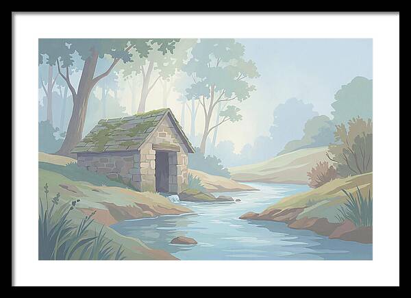 Stone Springhouse Over Clear Running Brook