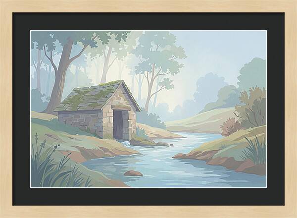 Stone Springhouse Over Clear Running Brook