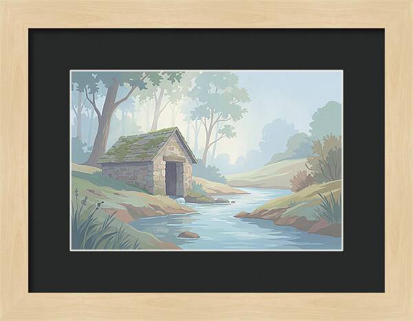 Stone Springhouse Over Clear Running Brook