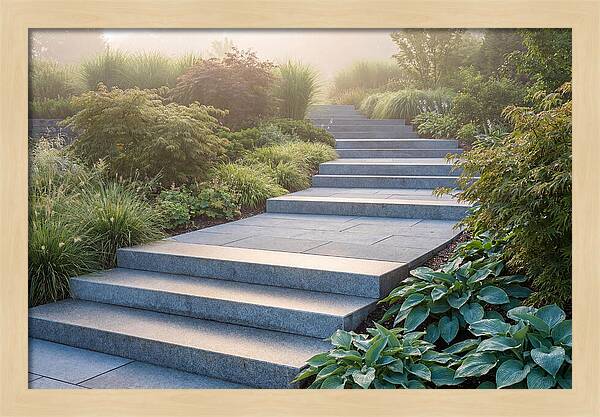 Stone Steps Ascending Garden Slope
