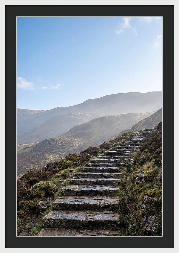 Stone Steps Ascending Misty Hillside