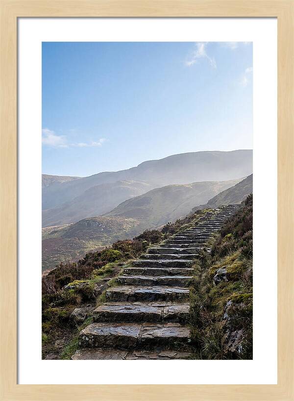 Stone Steps Ascending Misty Hillside