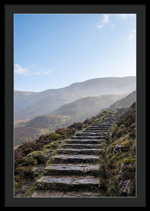 Stone Steps Ascending Misty Hillside