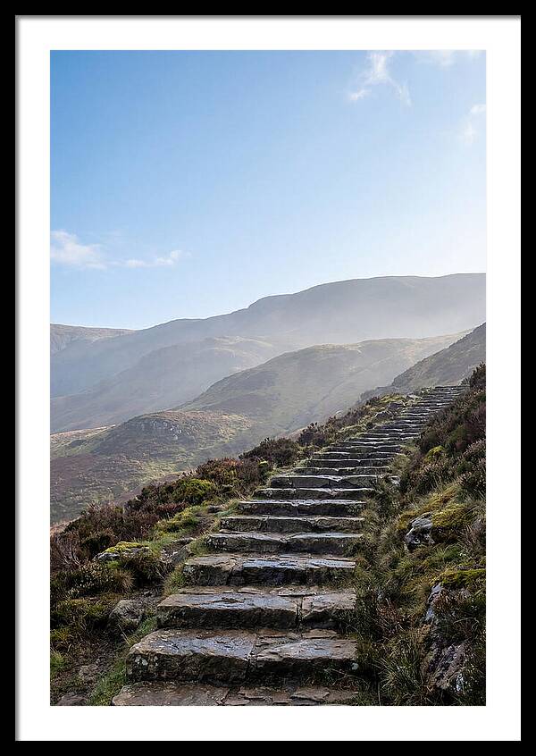 Stone Steps Ascending Misty Hillside