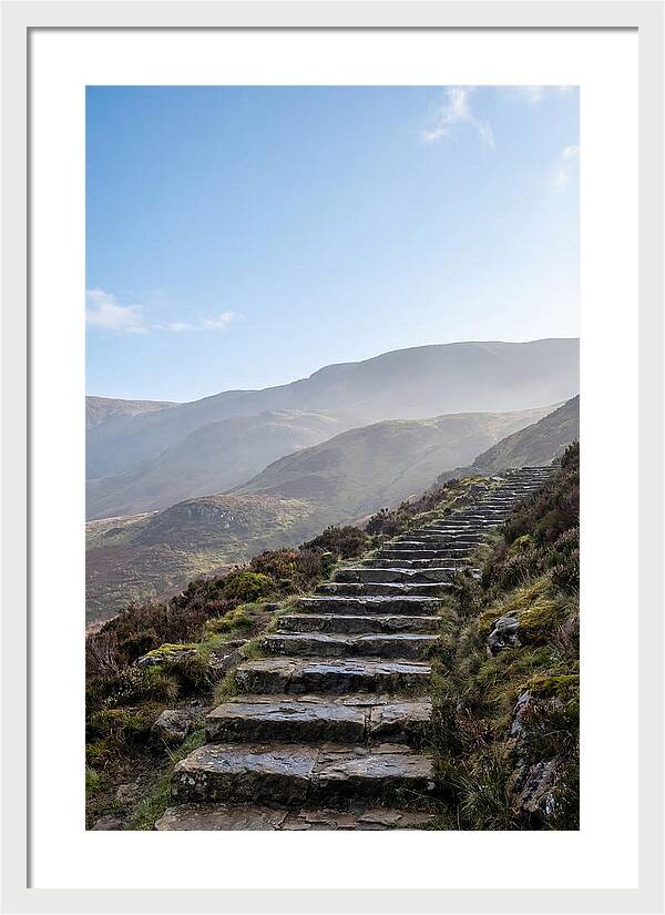 Stone Steps Ascending Misty Hillside