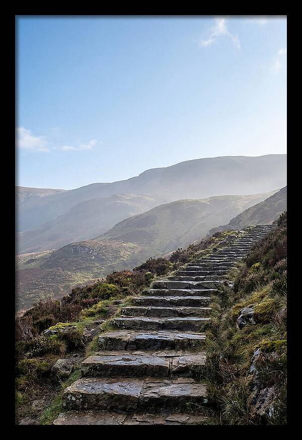 Stone Steps Ascending Misty Hillside