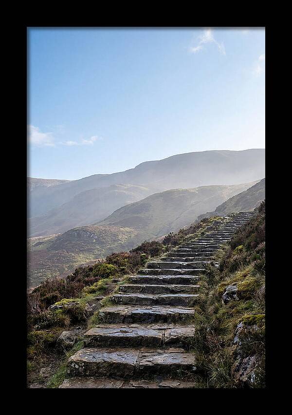 Stone Steps Ascending Misty Hillside