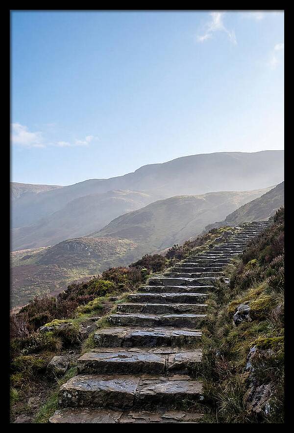 Stone Steps Ascending Misty Hillside