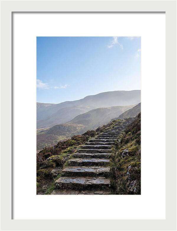 Stone Steps Ascending Misty Hillside