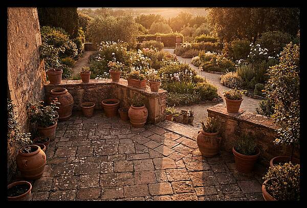 Stone Terrace Overlooking Garden