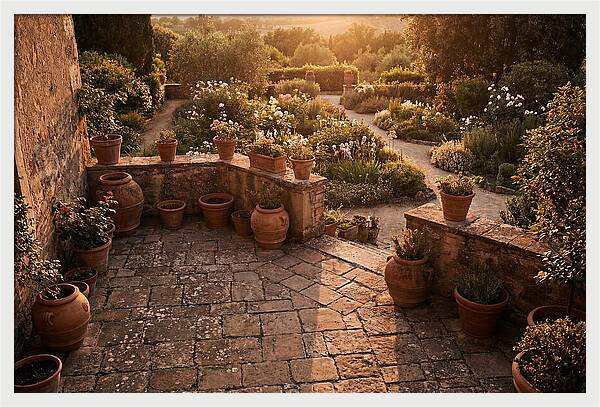 Stone Terrace Overlooking Garden